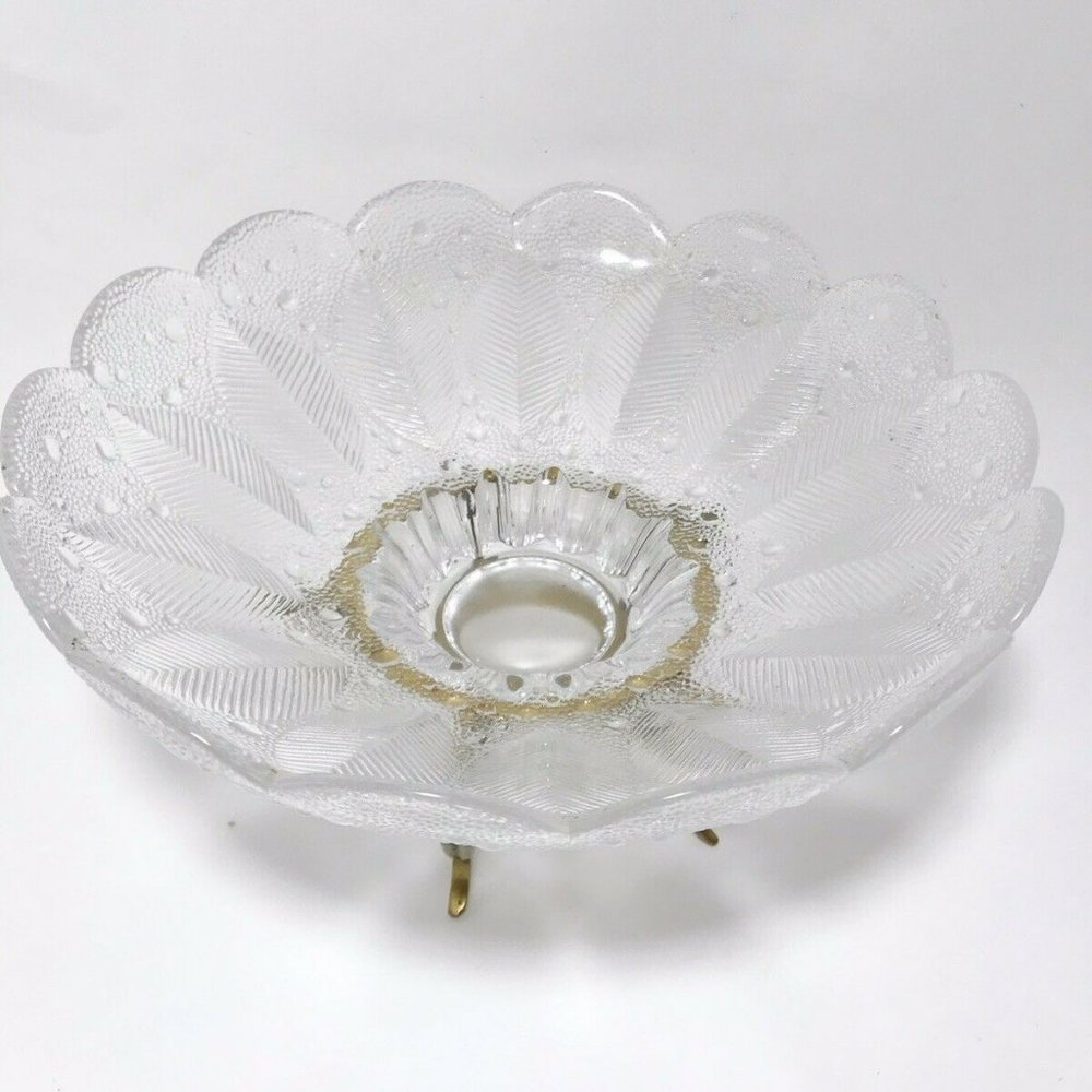 Lausitzer Glass Crystal Dish Bowl MEDEA Textured Dew Drop Leaf Germany Crystal